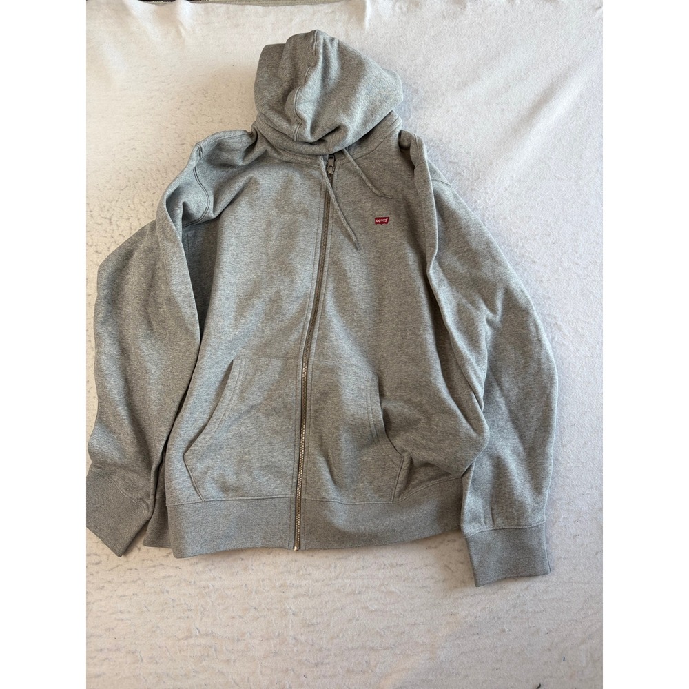 Levi's Zip Up Hoodie Mens XL Gray‎ Standard Fit Fleece Lined